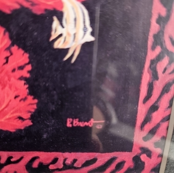 Pair of Original watercolors of red coral framed and signed by artist Peter Bren - Picture 7 of 9